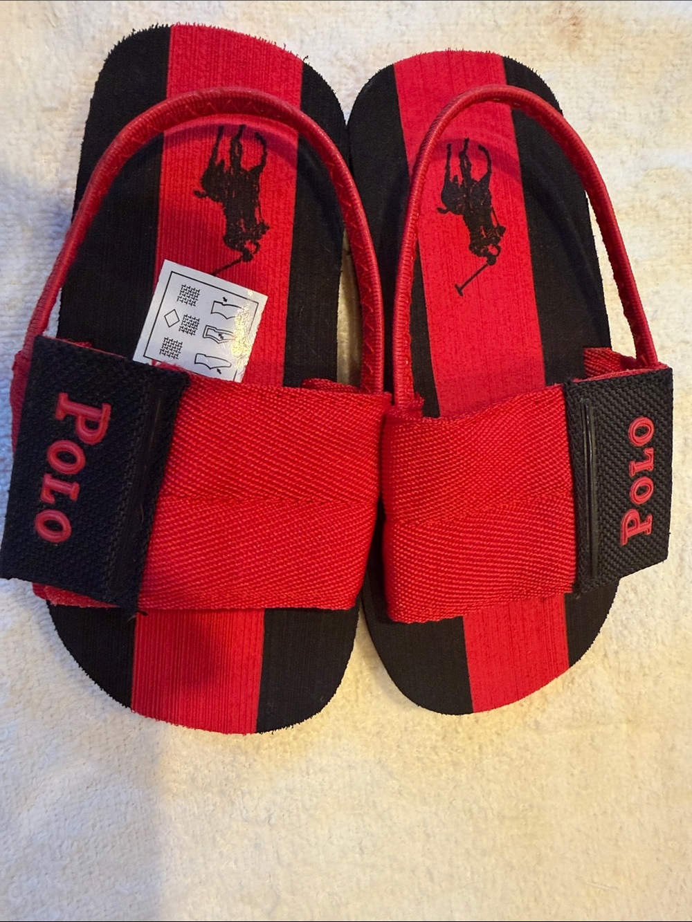 Polo by Ralph Lauren Kids Red & Black Slide Sandals with Pony Logo
